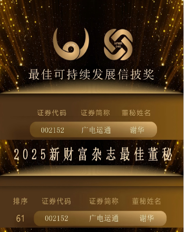 載譽(yù)而歸！廣電運(yùn)通榮獲多項(xiàng)資本市場重要獎項(xiàng)